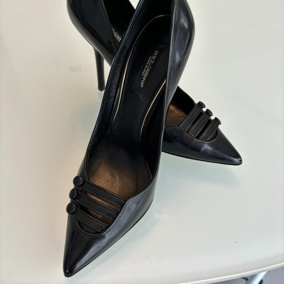 Dolce & Gabbana black leather pumps size 6/36 - Picture 2 of 12